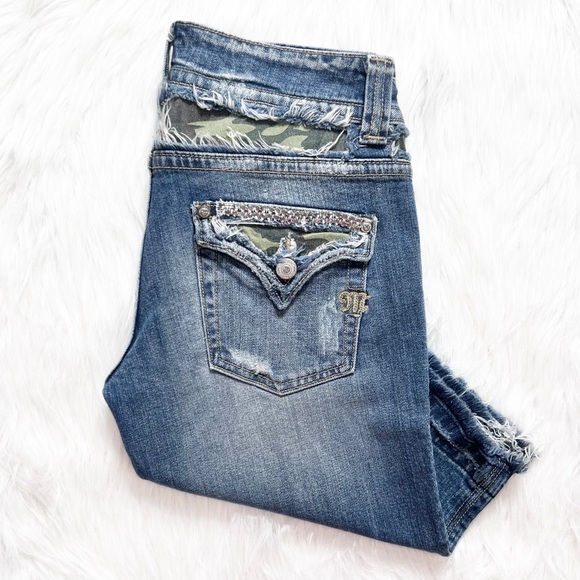 Miss Me Pants - Miss Me Camouflage Rhinestone Embellished Bermuda Jean Shorts